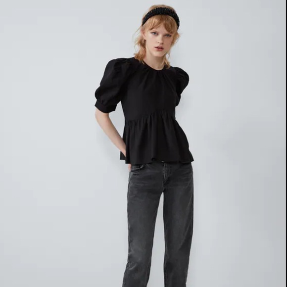 Zara Voluminous Poplin Top - Picture 2 of 6